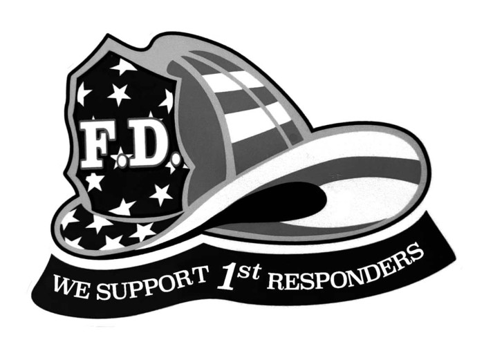 Fire Department Decal: We Support 1st Responders - Black and White